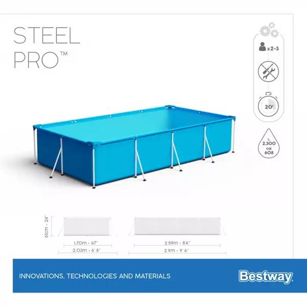 BESTWAY PISCINA STEEL PRO FRAME RETT 259X170X61