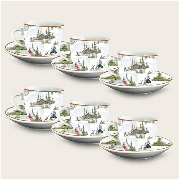 ARCA TAZZINE 6PZ C/PIATTINO LAND XMAS NATALE