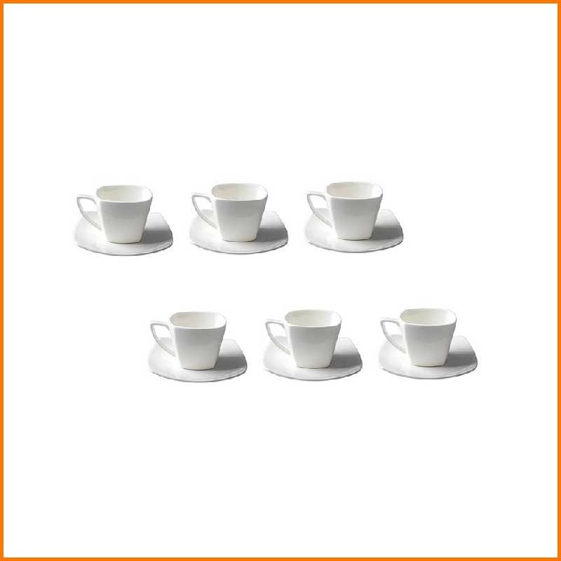 Ft Set 6 Tazze Caffe' C/piattino Quadra - Infinity Home Store