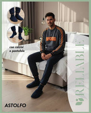 RL PIGIAMA UOMO CALDO COTONE ASTOLFO CON CALZINI E PANTOFOLE