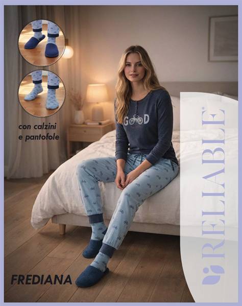 RL PIGIAMA DONNA CALDO COTONE FREDIANA CON CALZINI E PANTOFOLE