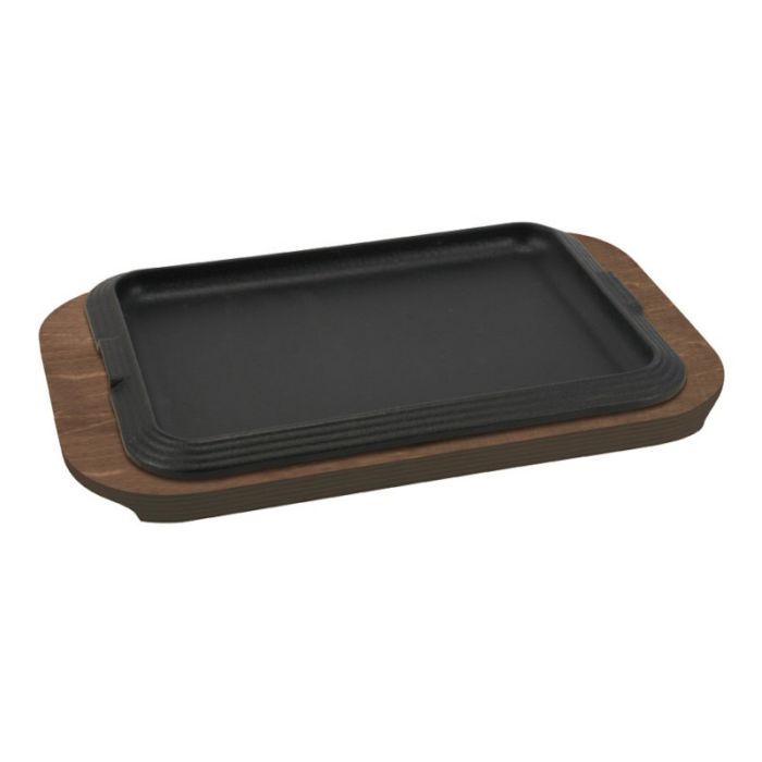 ILSA PIATTO GHISA 30X22 C/VASS BASIC DI LEGNO