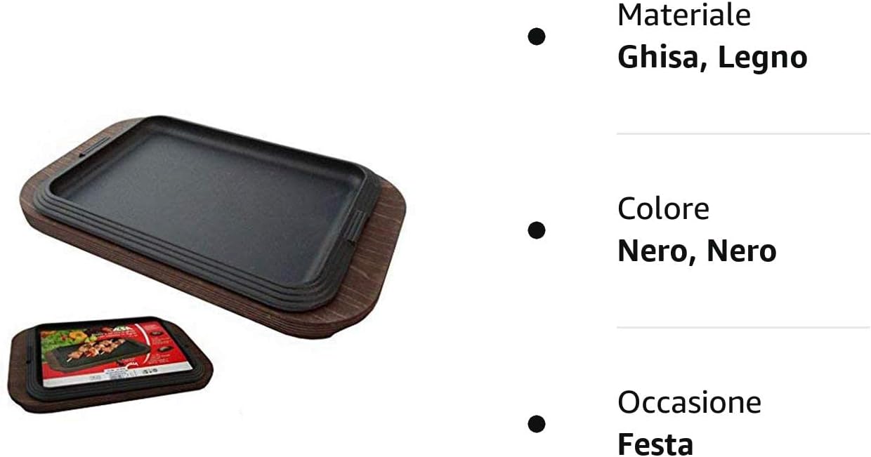 ILSA PIATTO GHISA 30X22 C/VASS TOP CON VASSOIO LEGNO