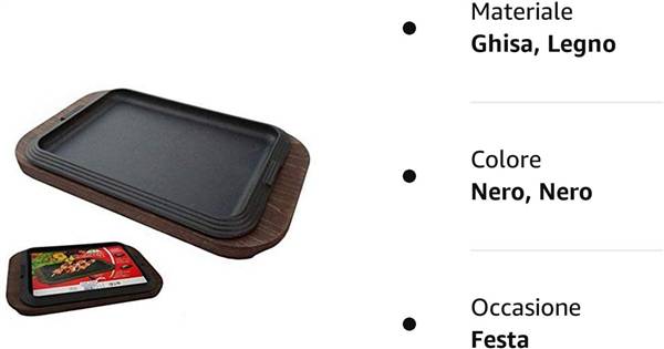 ILSA PIATTO GHISA 30X22 C/VASS TOP CON VASSOIO LEGNO