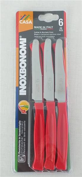 BONOMI COLTELLI TAVOLA 6PZ. CM.11 ROSSO 