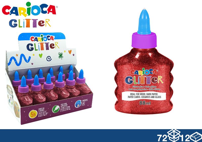 CARIOCA COLLA 88ML GLITTER 12PZ ROSSO