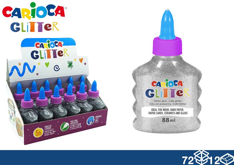 CARIOCA COLLA 88ML GLITTER 12PZ ARGENTO
