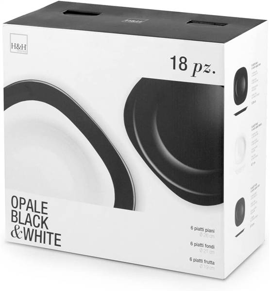 H&H SERVIZIO PIATTI 18PZ BLACK&WHITE 