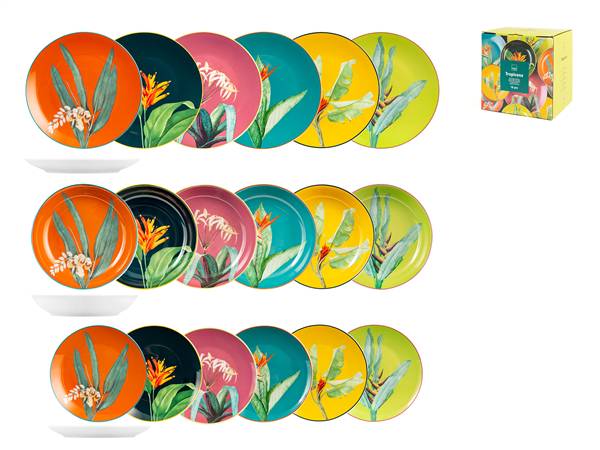 H&H SERVIZIO PIATTI 18PZ TROPICANA 