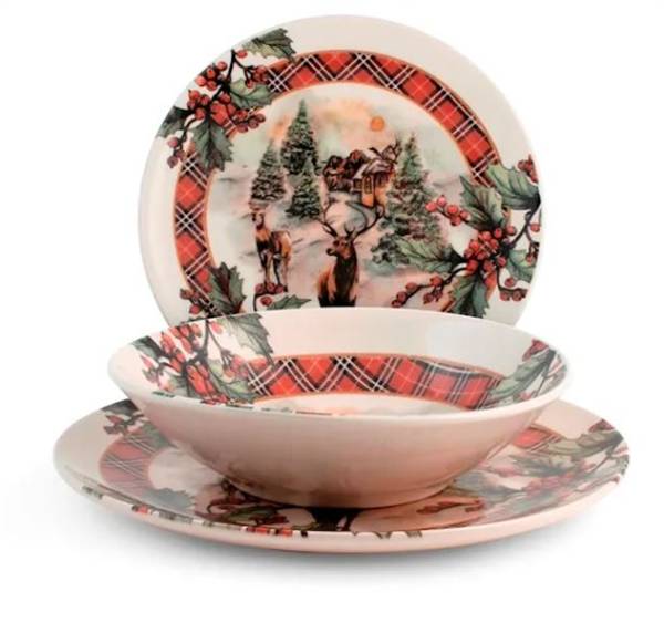 H&H SERVIZIO PIATTI 18PZ NATALE COLORADO 