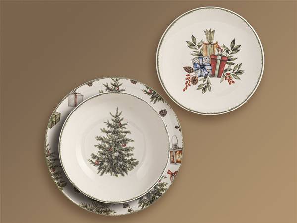 H&H SERVIZIO PIATTI 18PZ NATALE CAROL 