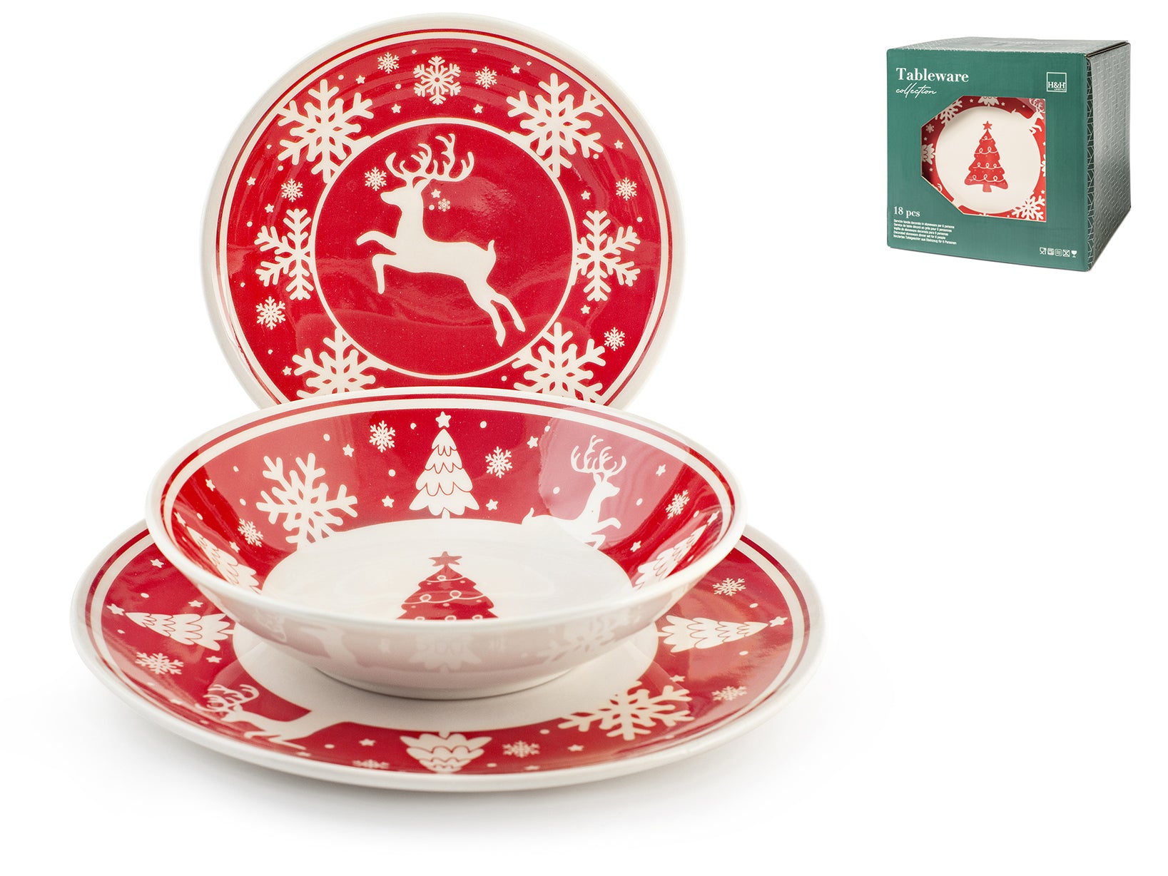 H&H SERVIZIO PIATTI 18PZ NATALE FOLKLORE