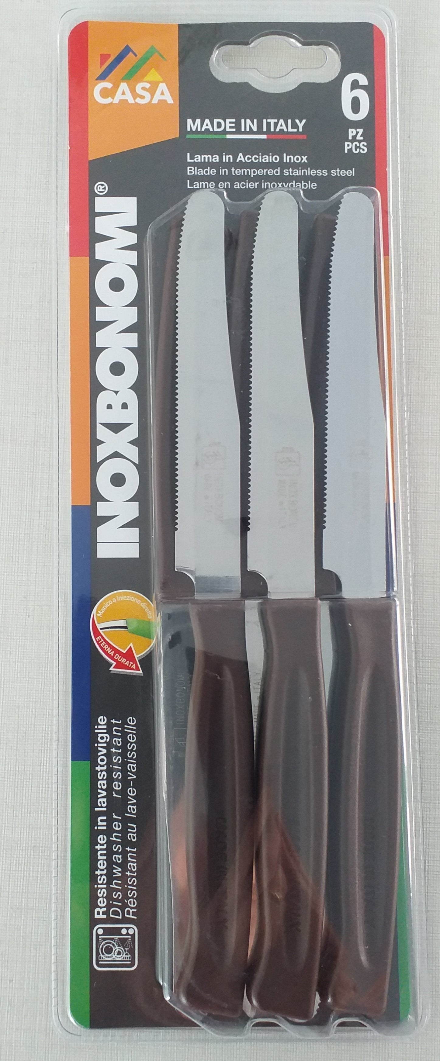 BONOMI COLTELLI TAVOLA 6PZ. CM.11 MARRON