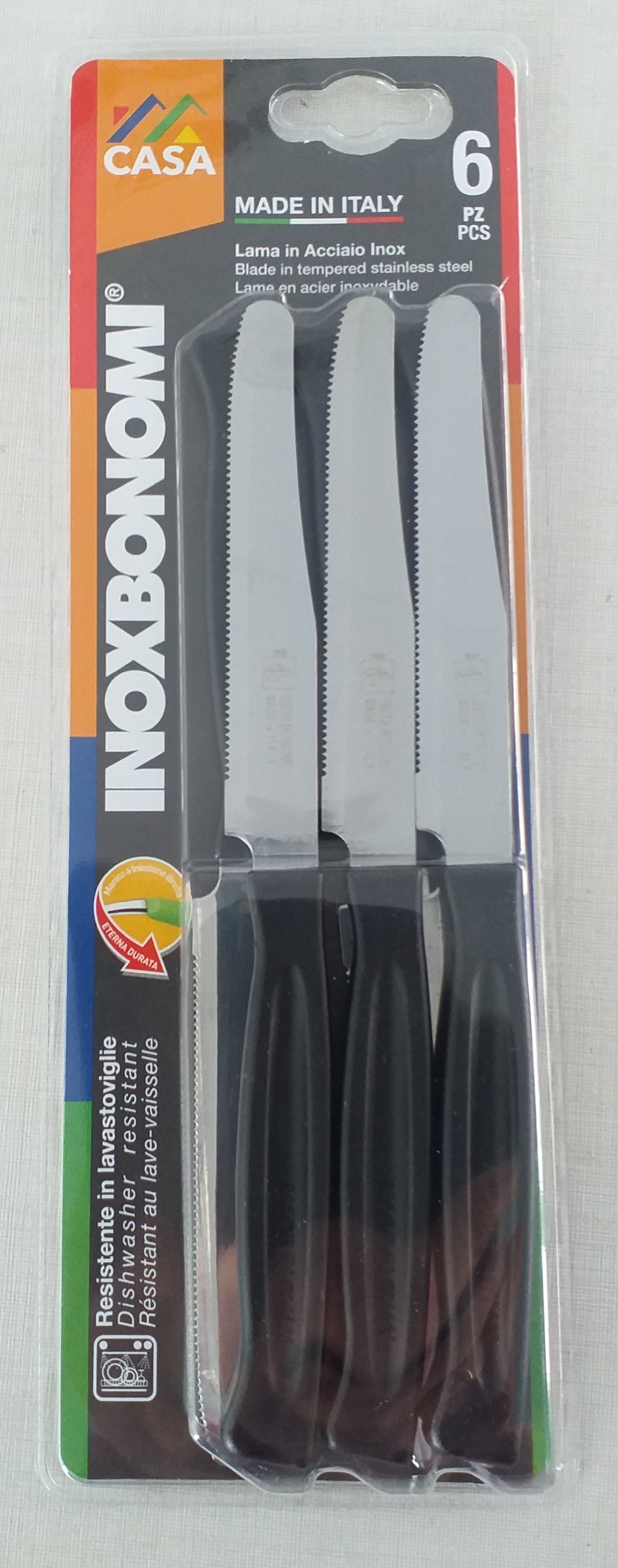 BONOMI COLTELLI TAVOLA 6PZ. CM.11 NERO