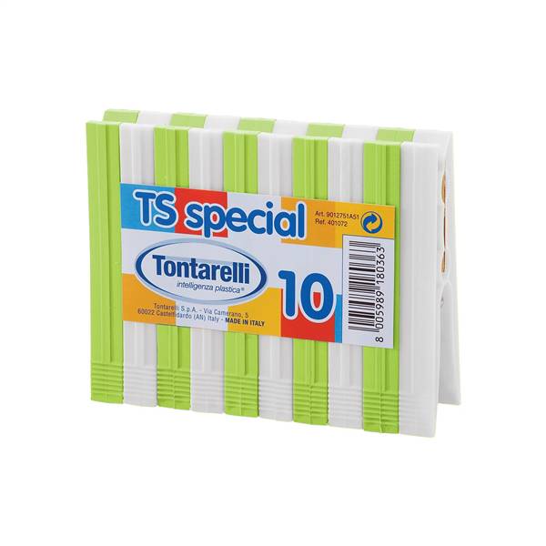 TONTARELLI STECCA 10 PINZE TS SPECIAL BI BIANCO / BLU ARDESIA  -  BIANCO / LIME