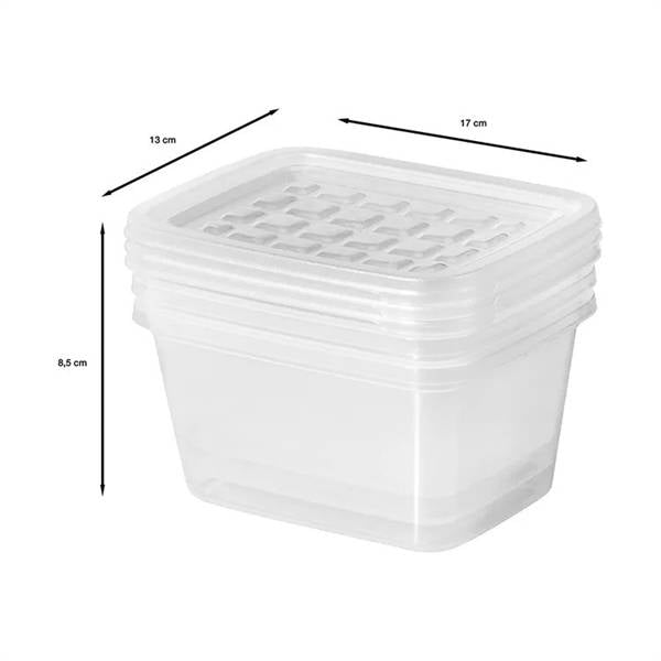 TONTARELLI SET 1X3 FREEZY QUADRO 1LT TRASPARENTE 13X13XH11.3 CM.
