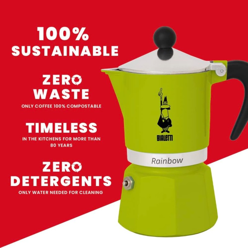 BIALETTI RAINBOW CAFFETTIERA 3TZ VERDE