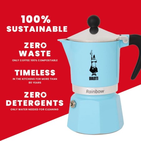 BIALETTI RAINBOW CAFFETTIERA 3TZ AZZURRO