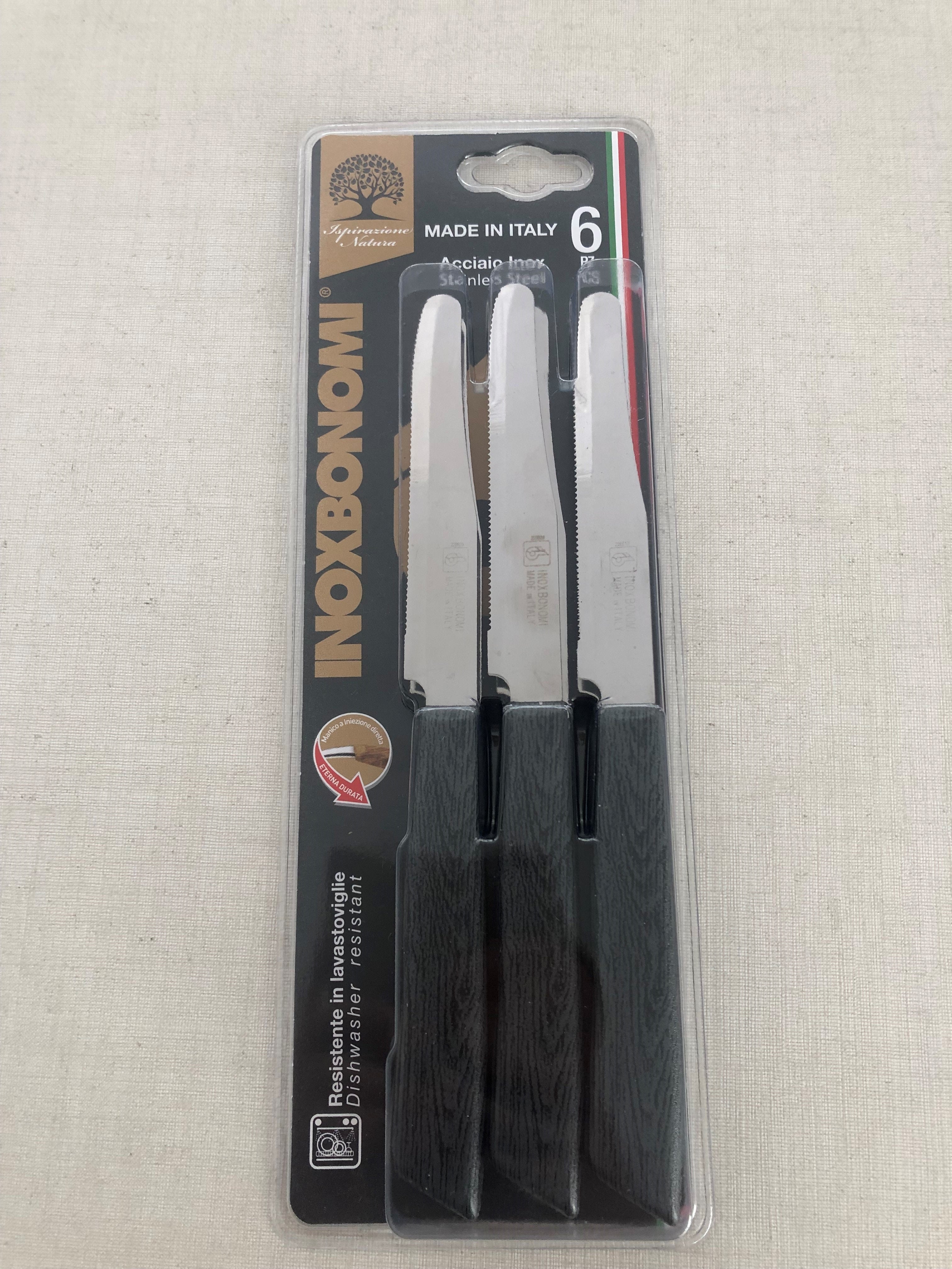 BONOMI COLTELLI TAVOLA 6PZ WOOD NERO