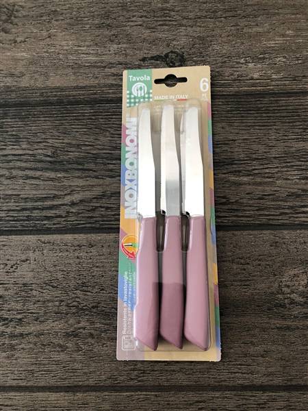 BONOMI COLTELLI TAVOLA 6PZ PASTELLO ROSA 