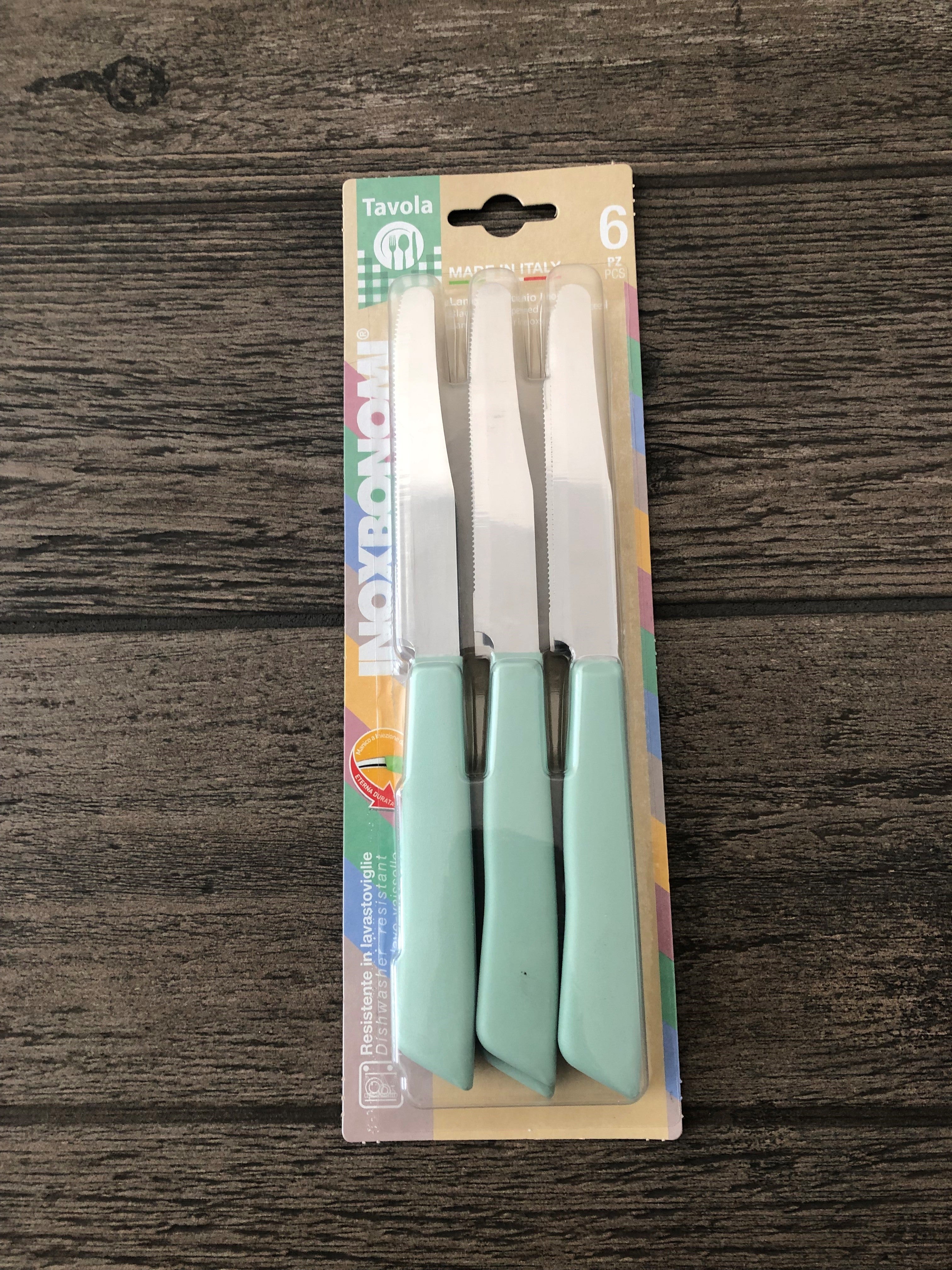 BONOMI COLTELLI TAVOLA 6PZ PASTELLO VERD