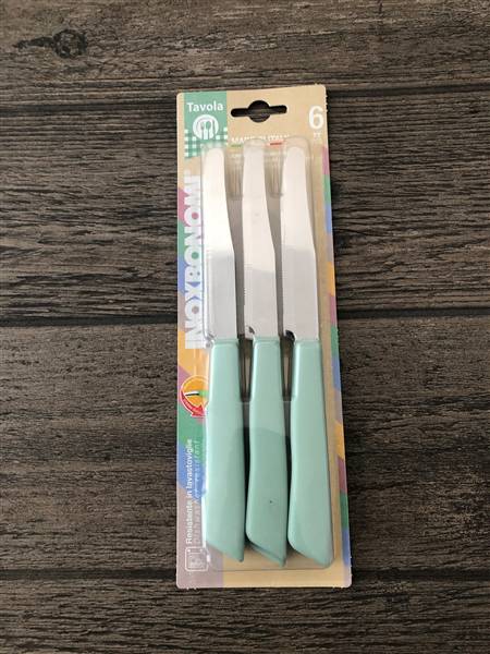 BONOMI COLTELLI TAVOLA 6PZ PASTELLO VERD 