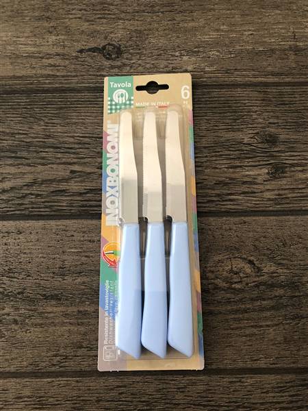 BONOMI COLTELLI TAVOLA 6PZ PASTELLO AZZU 