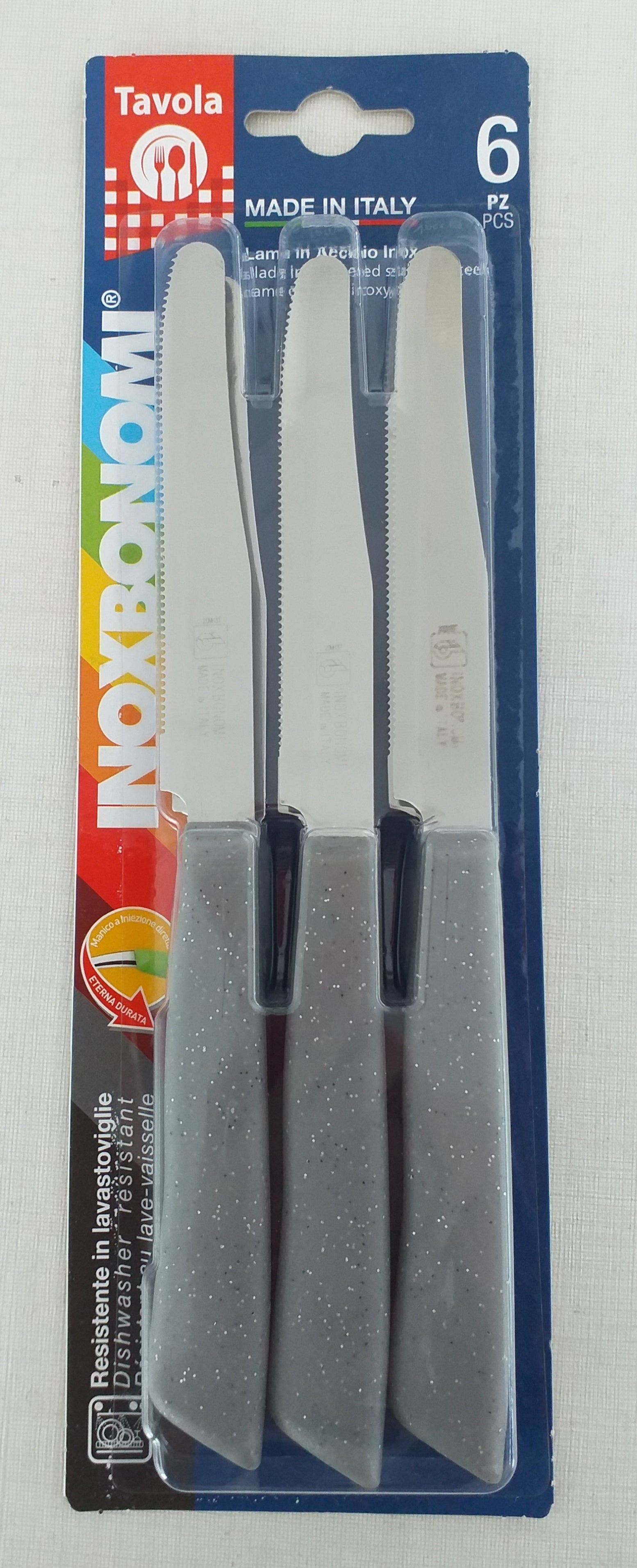 BONOMI COLTELLI TAVOLA 6PZ 30006 GRIGIO PIETRA