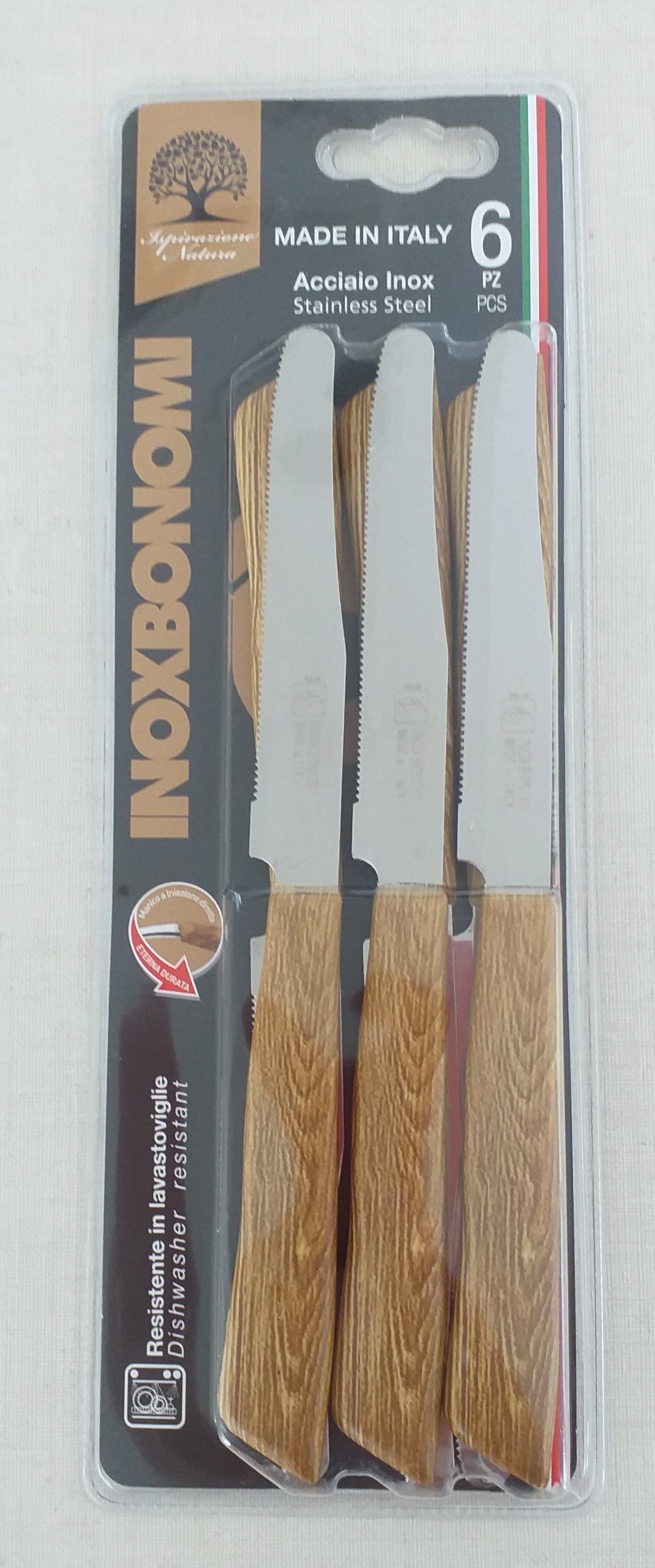 BONOMI COLTELLI TAVOLA 6PZ WOOD ROVERE