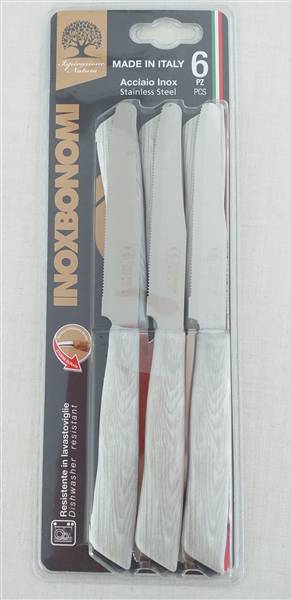 BONOMI COLTELLI TAVOLA 6PZ WOOD SBIANCAT 