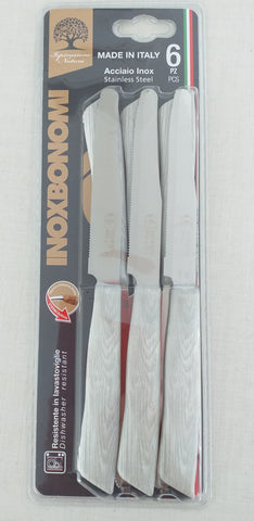 BONOMI COLTELLI TAVOLA 6PZ WOOD SBIANCAT - Infinity Home Store