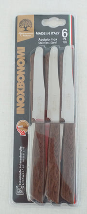 BONOMI COLTELLI TAVOLA 6PZ WOOD MOGANO