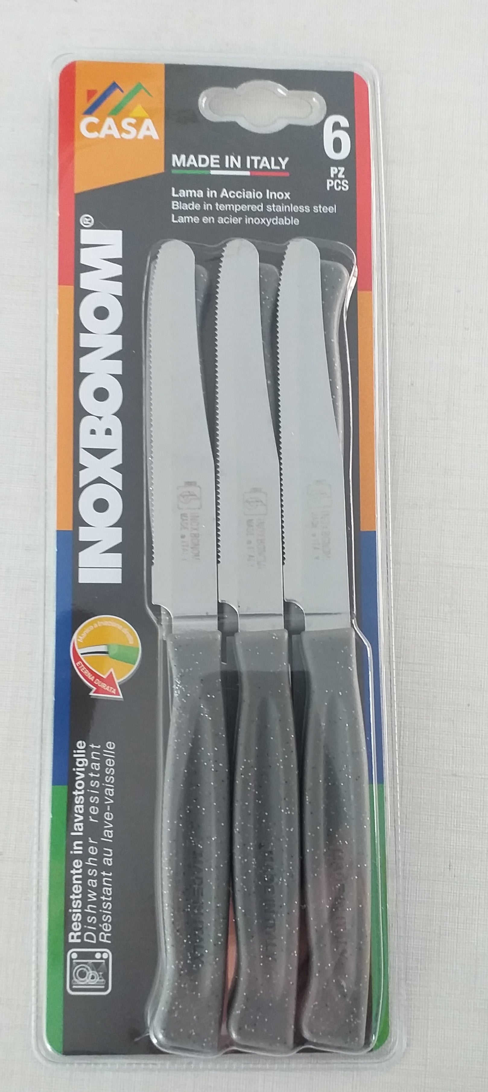BONOMI COLTELLI TAVOLA 6PZ. CM.11 GRIGIO PIETRA