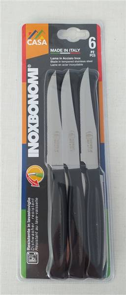 BONOMI COLTELLI BISTECCA 6PZ. CM.11 NERO 