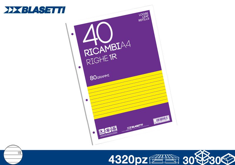 BLASETTI RICAMBI A4 RIG. 1R 80GR BIANCO