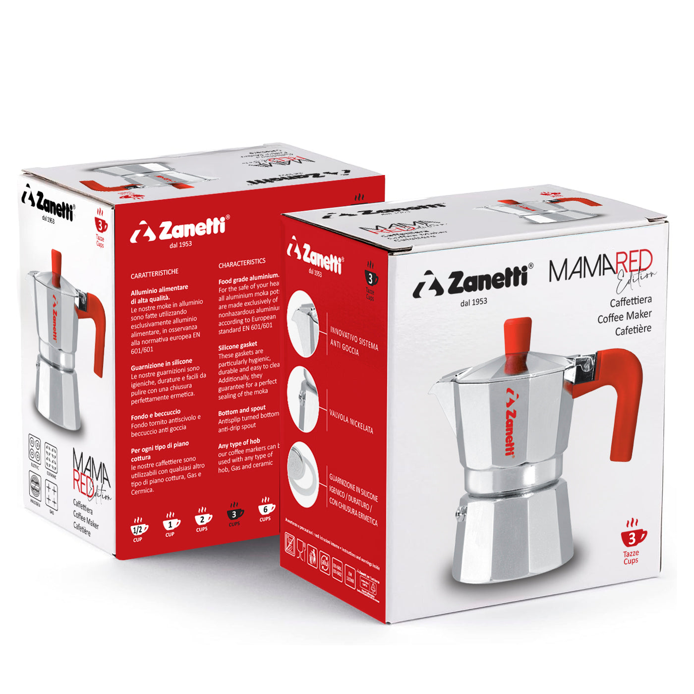 ZANETTI CAFFETTIERA 3TZ MAMA RED