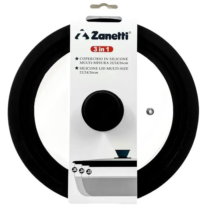 ZANETTI COPERCHIO VETRO CM. 22/24/26 CON GUARNIZIONE SILICONE