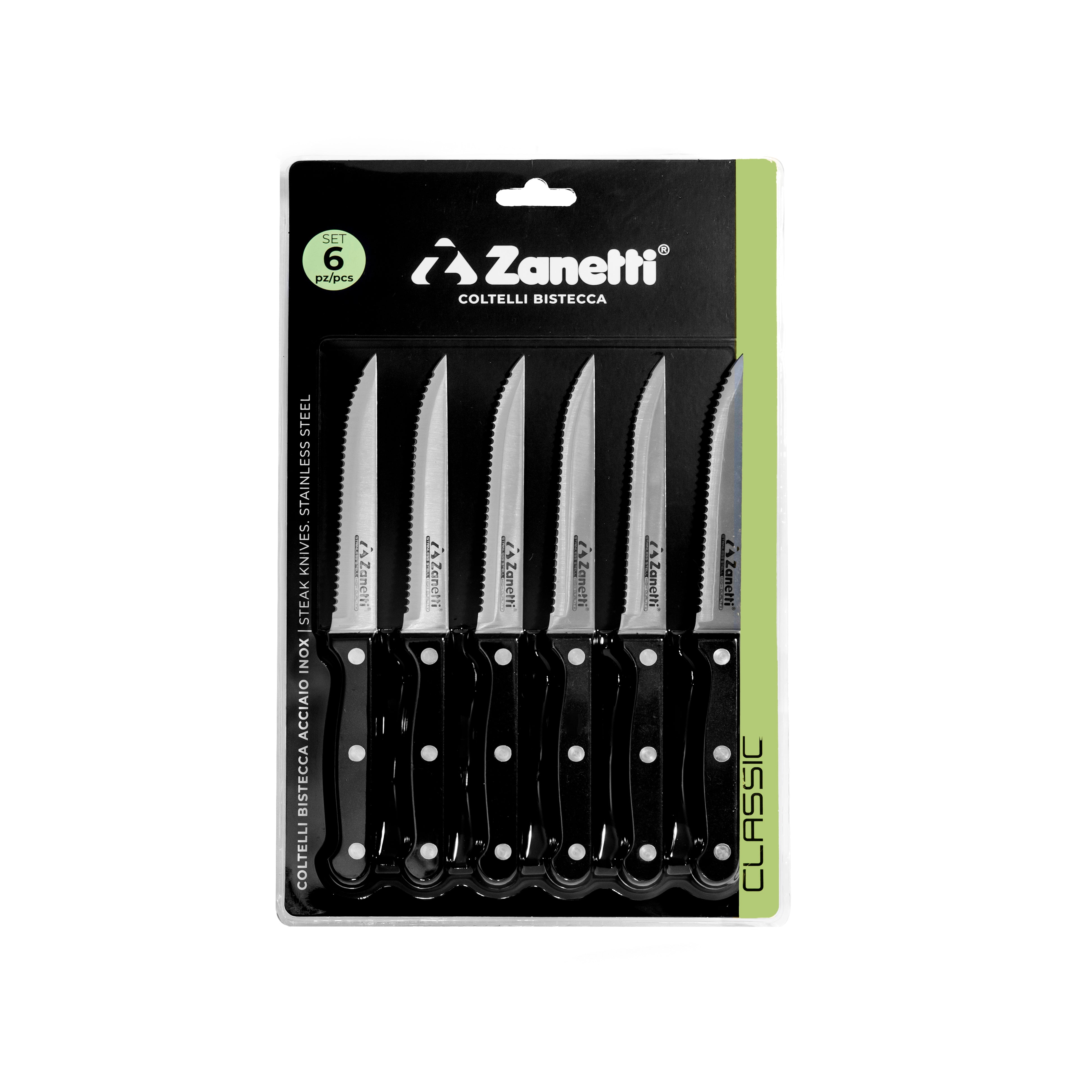 ZANETTI SET 6 COLTELLI BISTECCA RIVETTAT