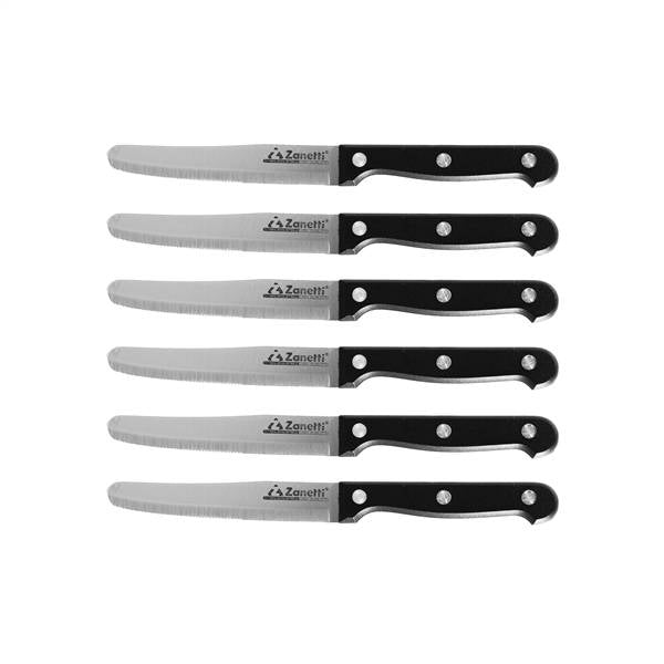 ZANETTI SET 6 COLTELLI TAVOLA RIVETTATO 