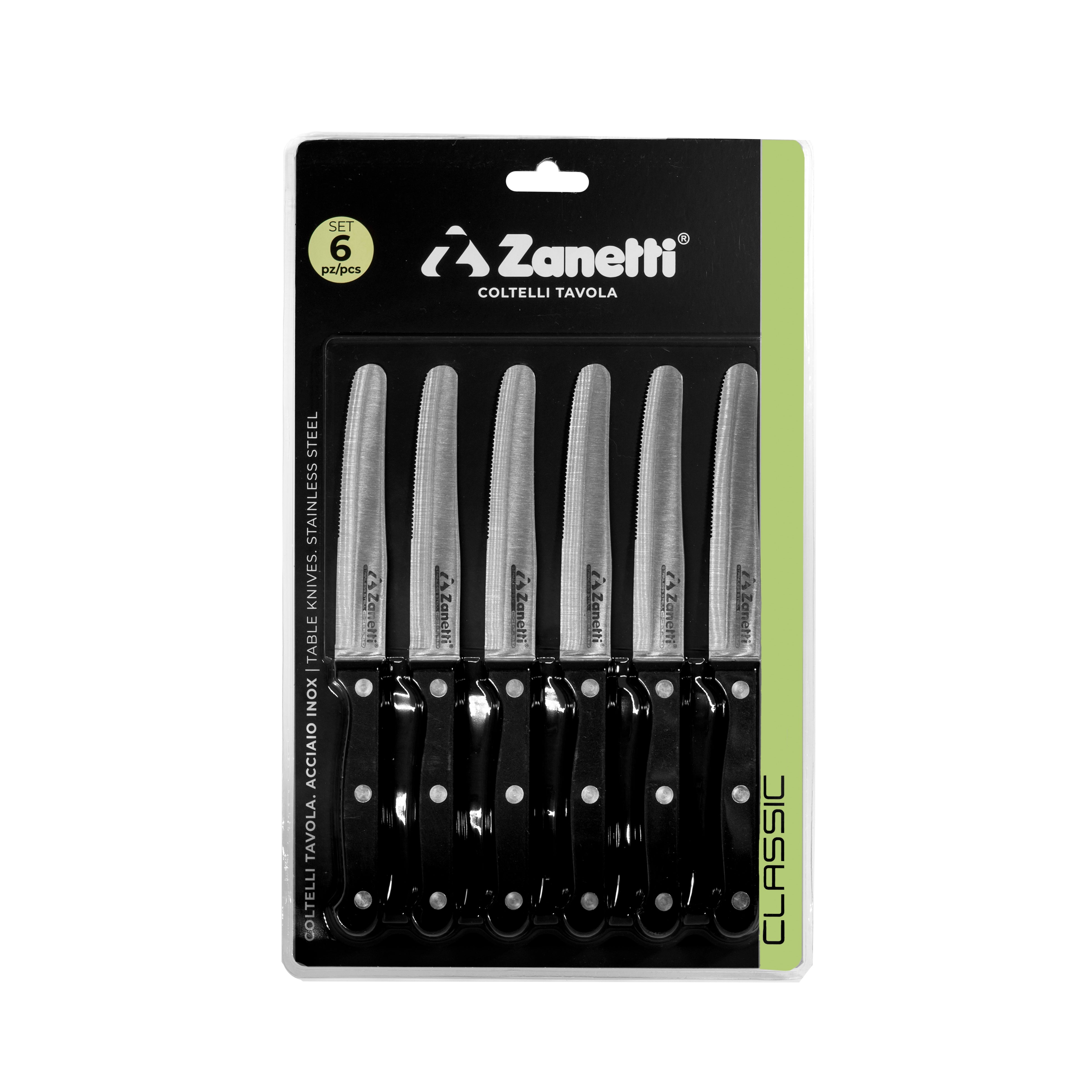 ZANETTI SET 6 COLTELLI TAVOLA RIVETTATO