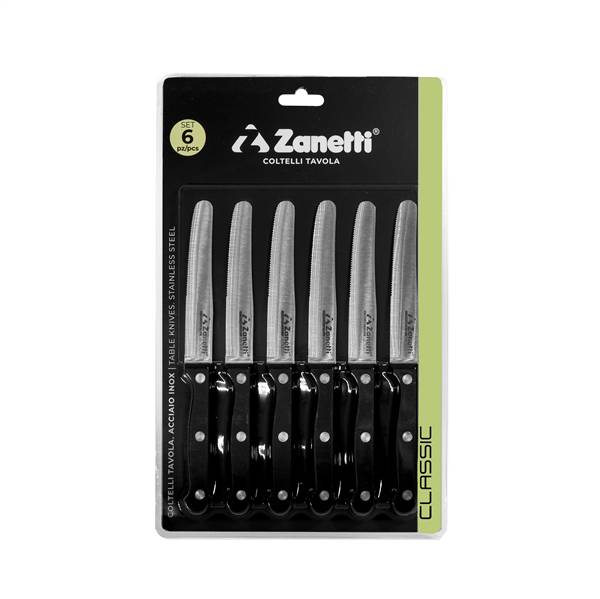 ZANETTI SET 6 COLTELLI TAVOLA RIVETTATO 