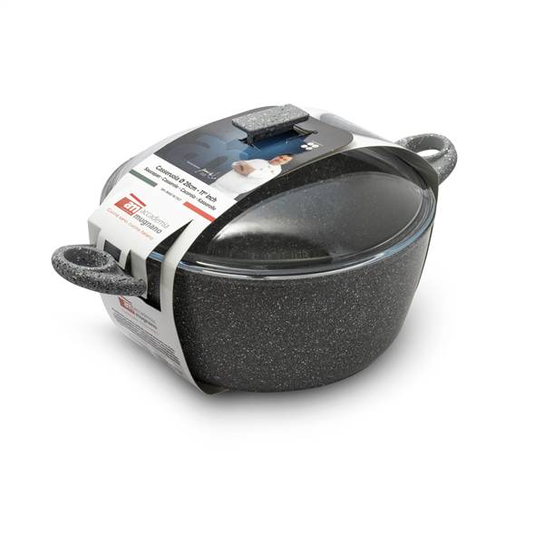 CUORE DI PIETRA CASSERUOLA CM.28 IND C/C INDUZIONE + COPERCHIO VETRO