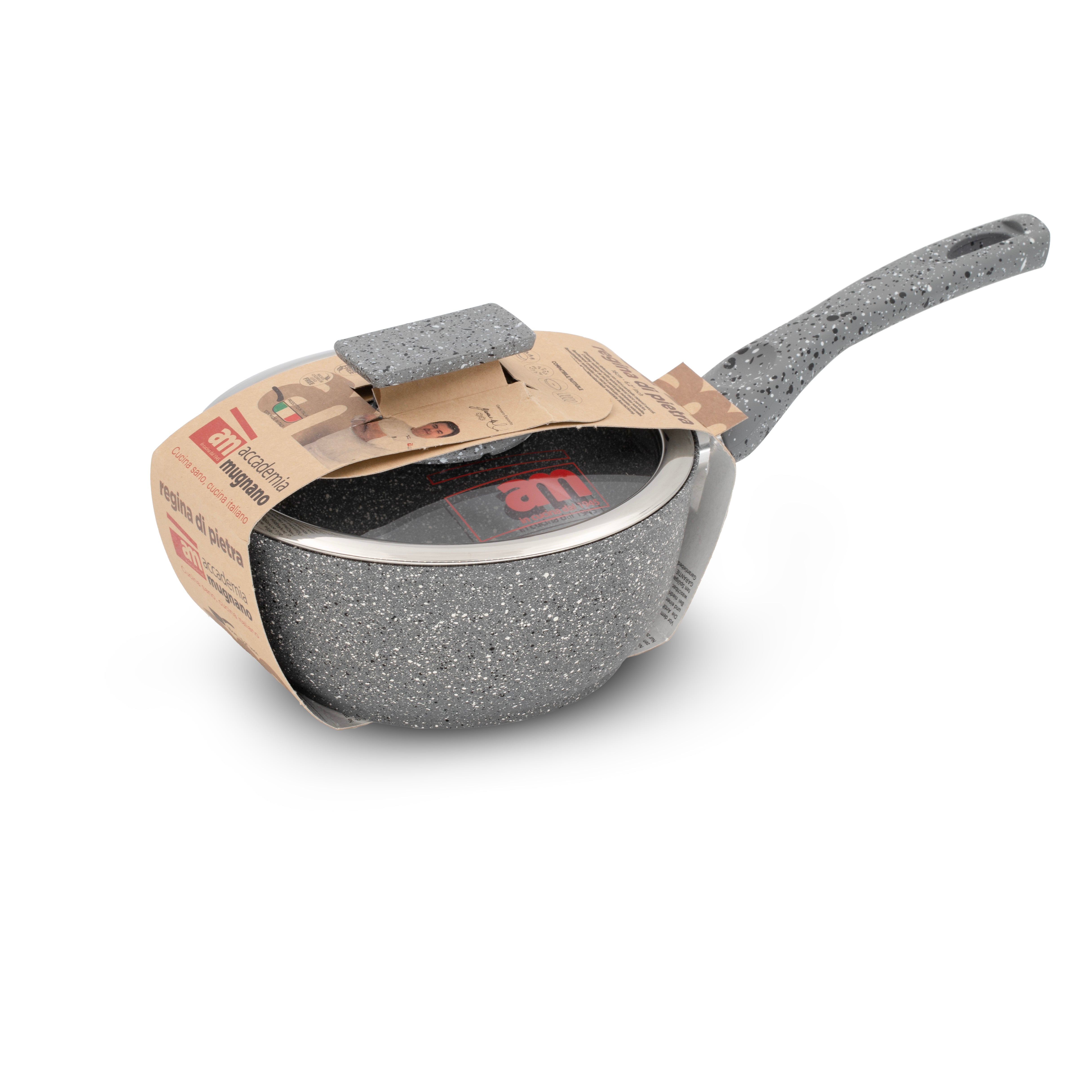 AM REGINA DI PIETRA CASSER 1M CM.16 C/VE CON COPERCHIO VETRO ADATTA ALL' INDUZIONE