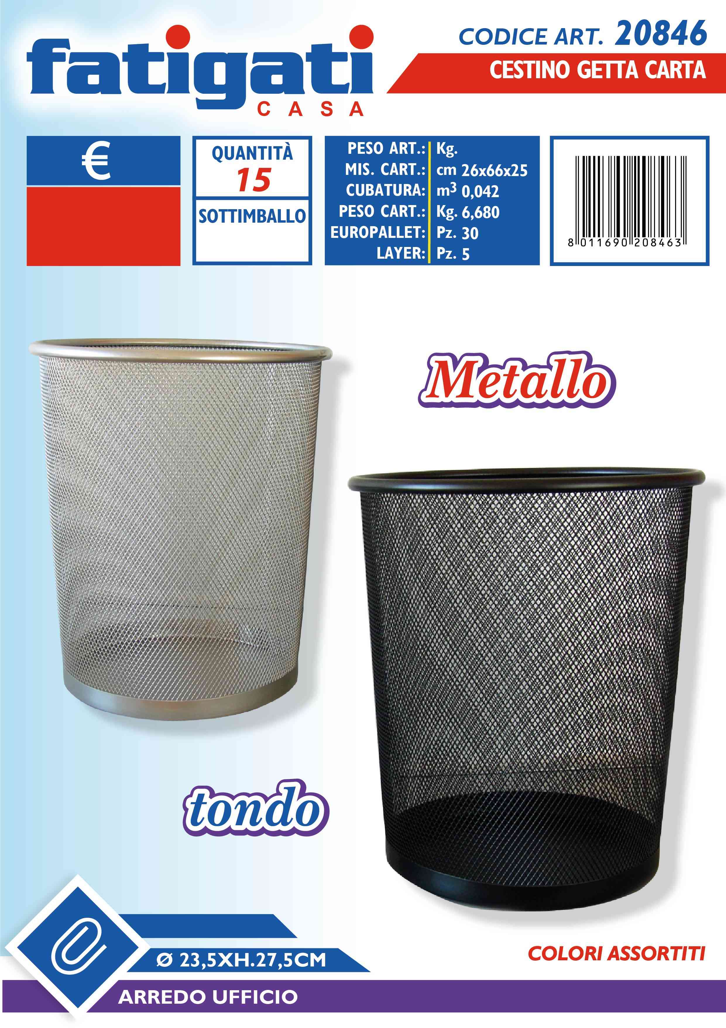 FATIGATI CESTINO GETTA CARTE METALLO