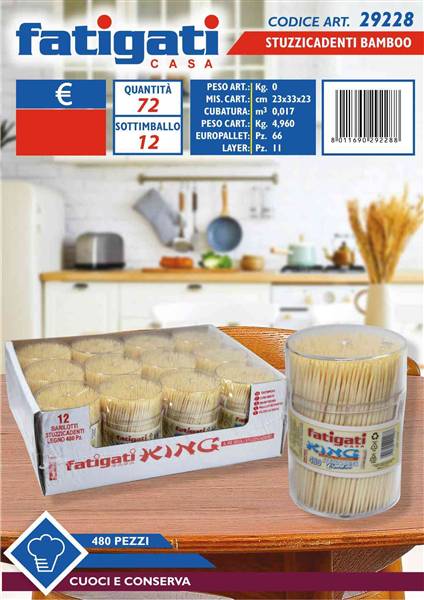 FATIGATI STUZZICADENTI BAMBOO 480PZ 
