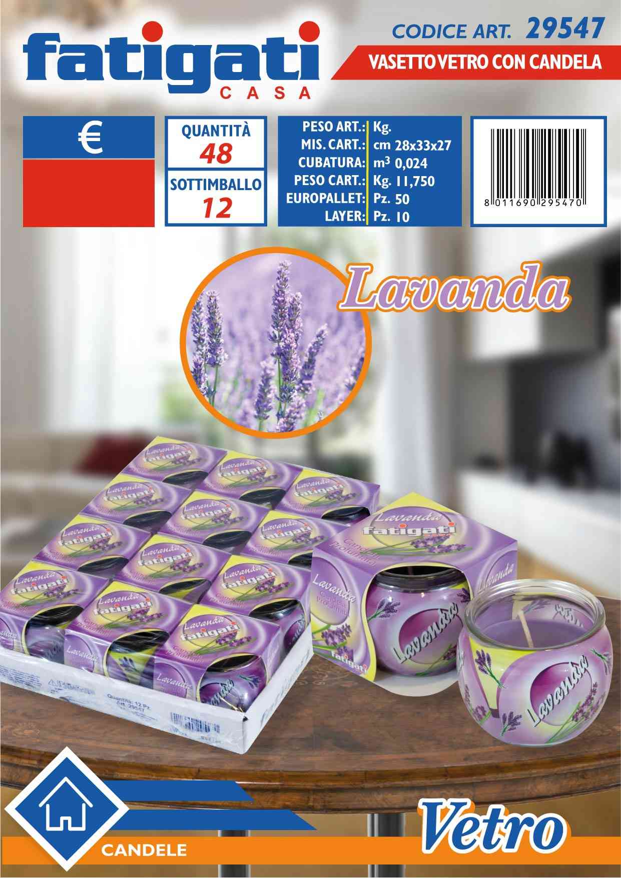 FATIGATI VASETTO VETRO C/CANDELA LAVANDA