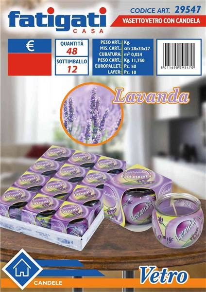 FATIGATI VASETTO VETRO C/CANDELA LAVANDA 