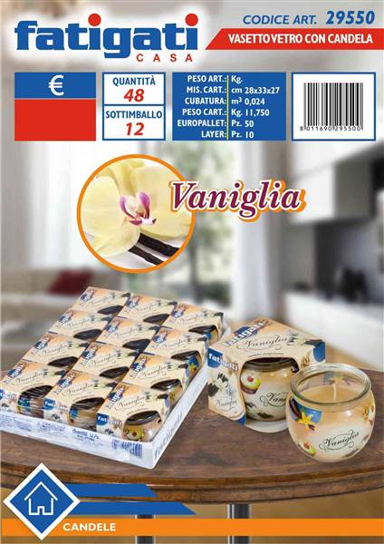 FATIGATI VASETTO VETRO C/CANDELA VANIGL 