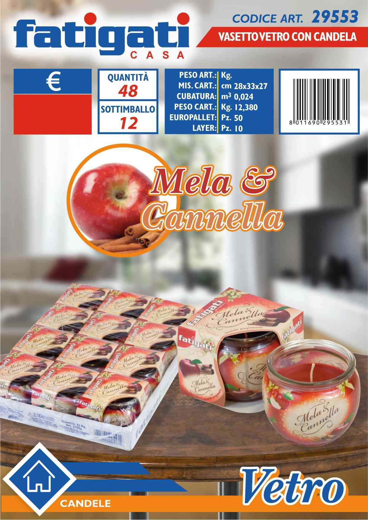 FATIGATI VASETTO VETRO C/CANDELA MELA&CA