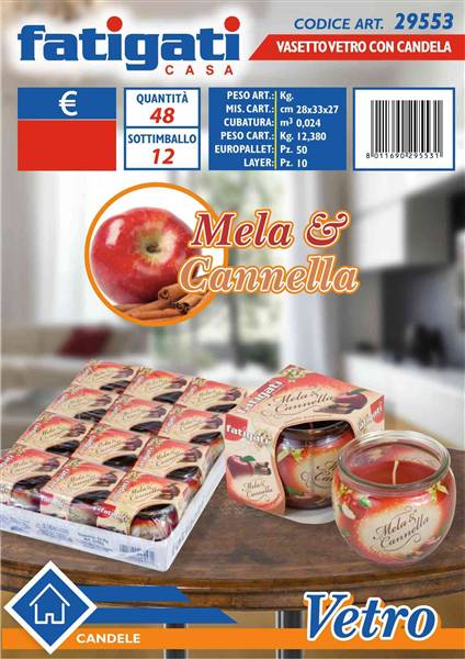 FATIGATI VASETTO VETRO C/CANDELA MELA&CA 